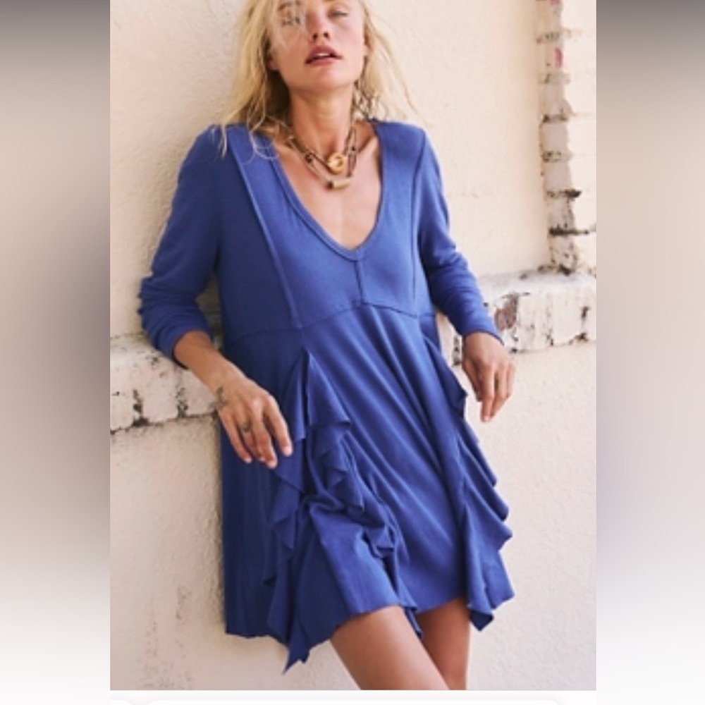 Free People Beach Blue Tunic Dress L XL